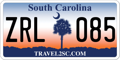 SC license plate ZRL085