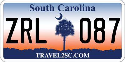 SC license plate ZRL087