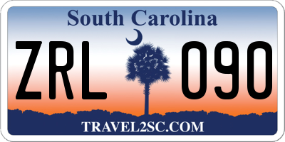 SC license plate ZRL090