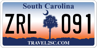 SC license plate ZRL091