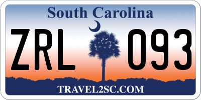 SC license plate ZRL093