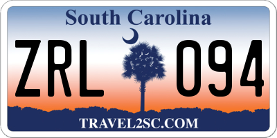 SC license plate ZRL094