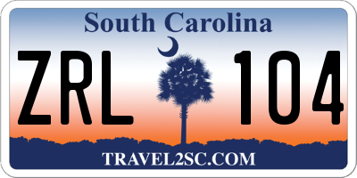 SC license plate ZRL104