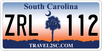 SC license plate ZRL112