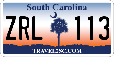 SC license plate ZRL113