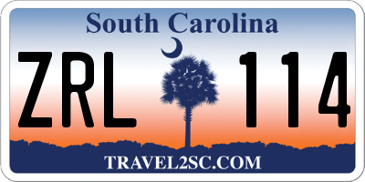SC license plate ZRL114