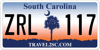 SC license plate ZRL117