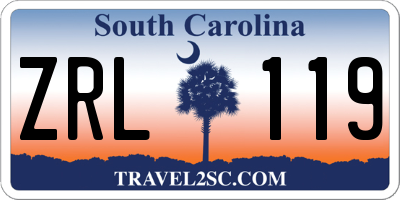 SC license plate ZRL119