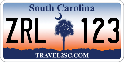 SC license plate ZRL123