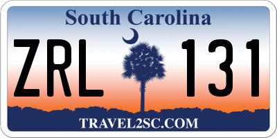 SC license plate ZRL131