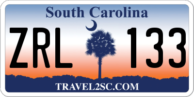 SC license plate ZRL133