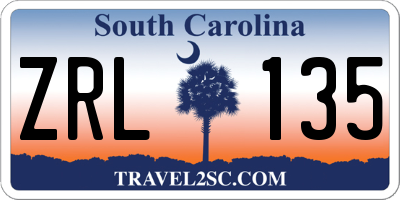 SC license plate ZRL135