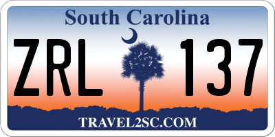 SC license plate ZRL137