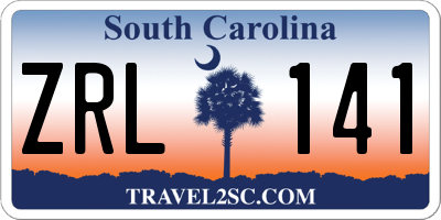 SC license plate ZRL141
