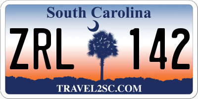 SC license plate ZRL142