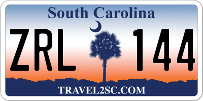 SC license plate ZRL144