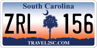 SC license plate ZRL156