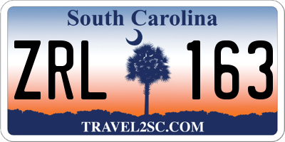 SC license plate ZRL163