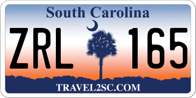 SC license plate ZRL165