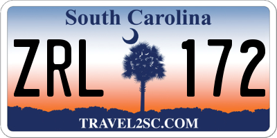 SC license plate ZRL172