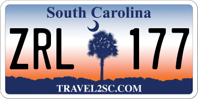 SC license plate ZRL177