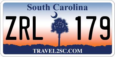 SC license plate ZRL179
