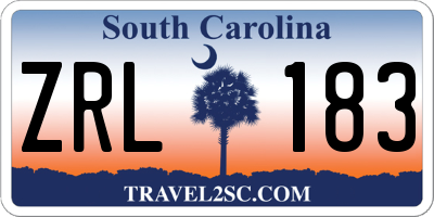 SC license plate ZRL183