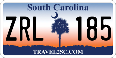 SC license plate ZRL185