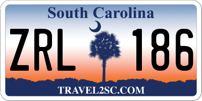 SC license plate ZRL186
