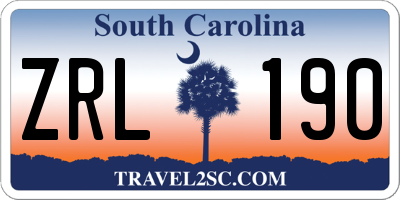 SC license plate ZRL190