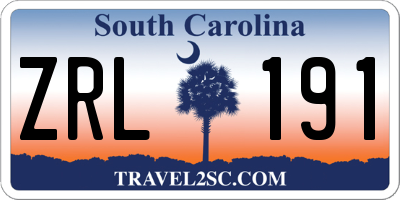SC license plate ZRL191