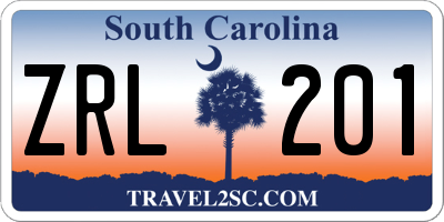 SC license plate ZRL201