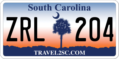 SC license plate ZRL204