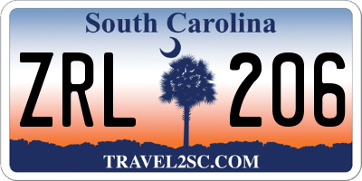 SC license plate ZRL206
