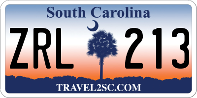 SC license plate ZRL213