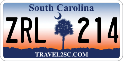 SC license plate ZRL214