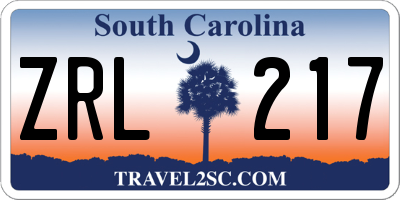 SC license plate ZRL217