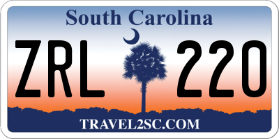 SC license plate ZRL220