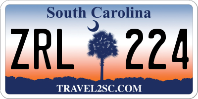 SC license plate ZRL224