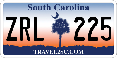 SC license plate ZRL225
