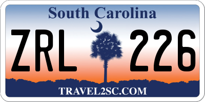 SC license plate ZRL226