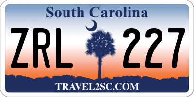 SC license plate ZRL227