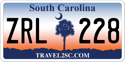 SC license plate ZRL228