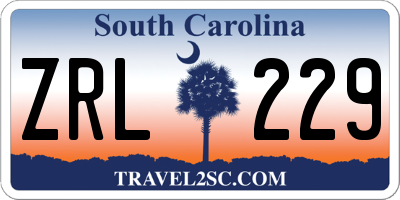 SC license plate ZRL229