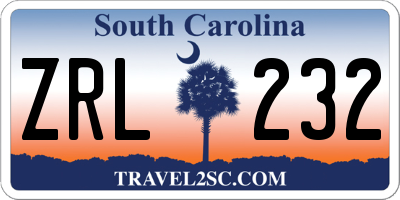 SC license plate ZRL232