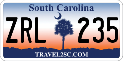 SC license plate ZRL235