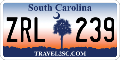 SC license plate ZRL239