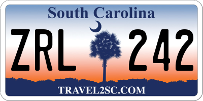 SC license plate ZRL242