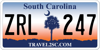SC license plate ZRL247