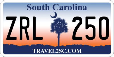 SC license plate ZRL250